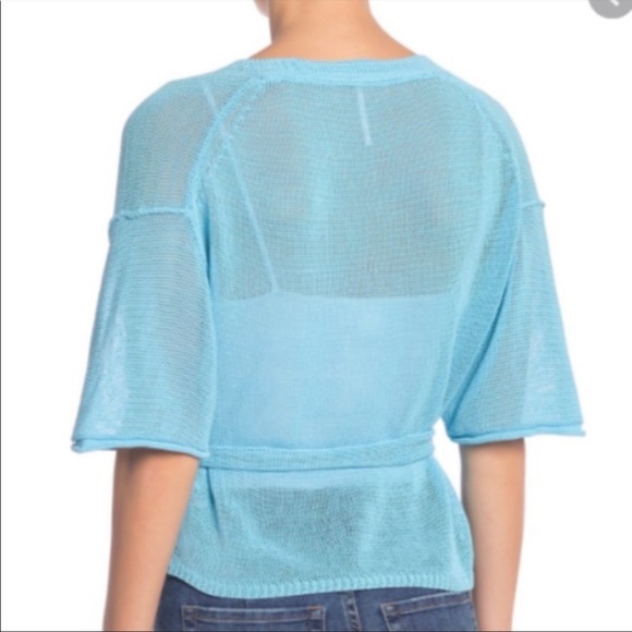 Free People Oh Hello Tie Waist Cardigan Blue - Picture 5 of 16